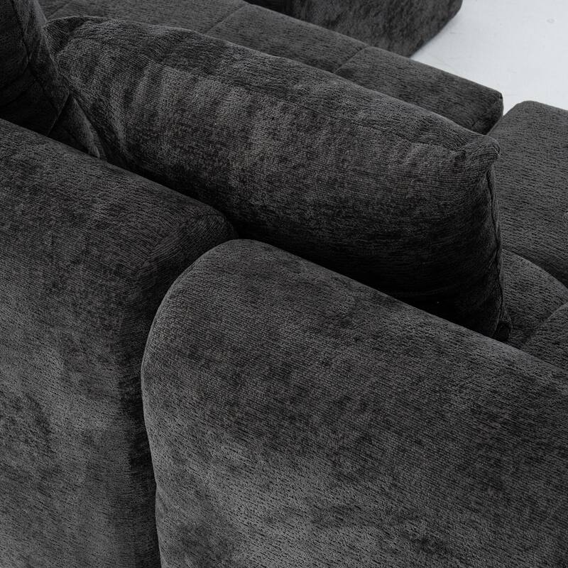 Chenille L Shaped Couch Boneless Couches for living room Tufted Sectional with Ottoman Modern Cloud Sofa