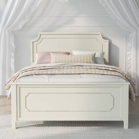 Solid Rubber Wooden Platform Bed with Curved Headboard