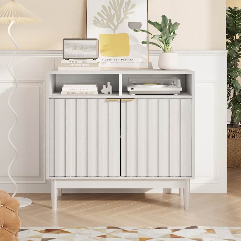 34 in. Buffet with Adjustable Shelves - White