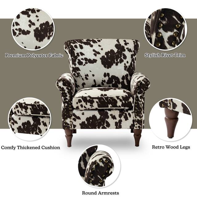 HULALA HOME Nailhead Trim Traditional Accent Armchair with Rolled Arms