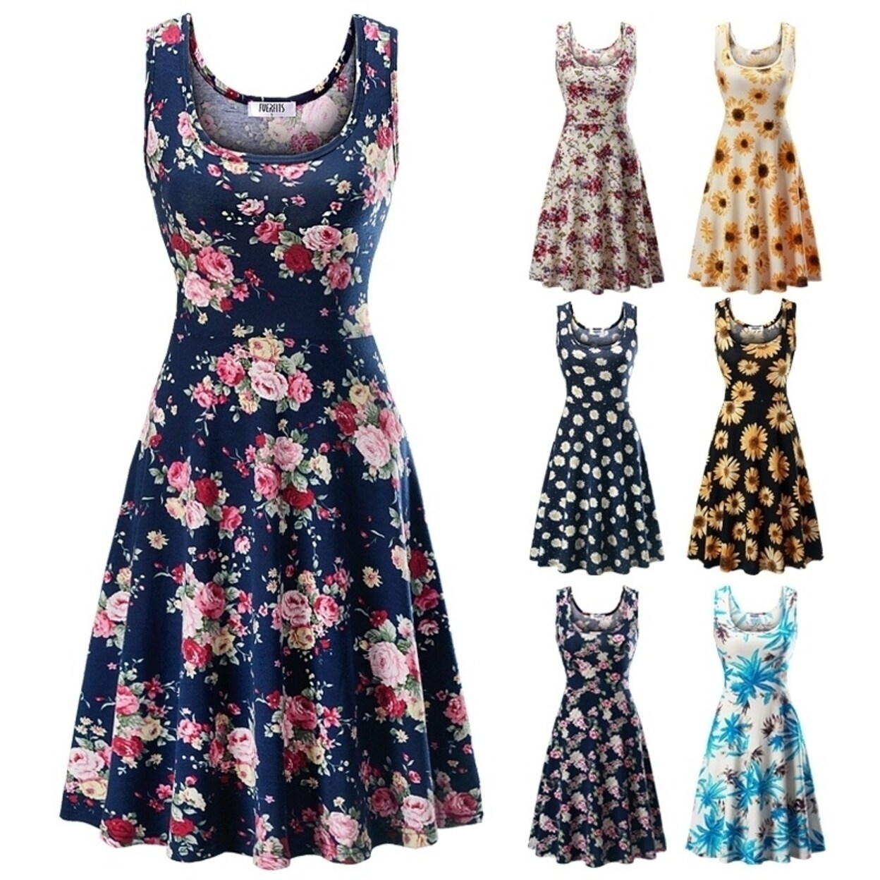 Shop Fuerfits Women S Beach Summer Casual Flared Floral Tank Dress