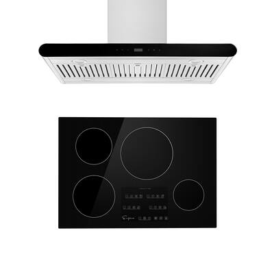 2 Piece Kitchen Appliances Packages Including 30" Induction Cooktop and 36" Island Range Hood