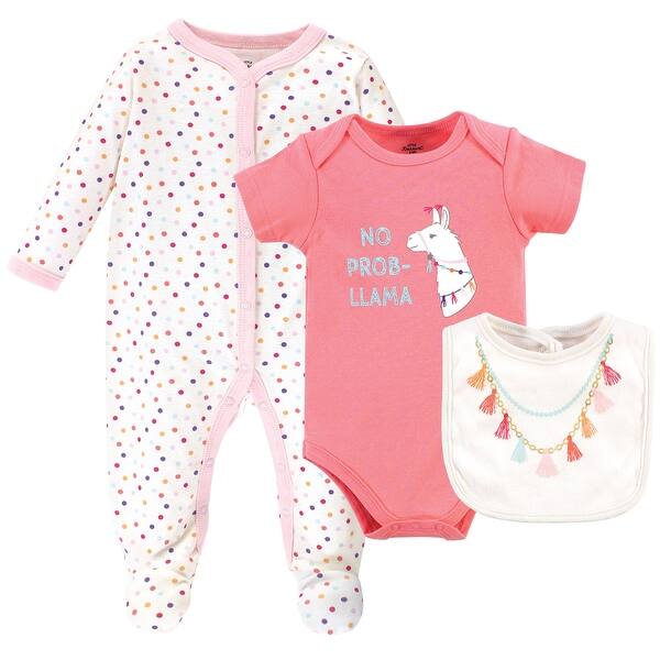slide 1 of 1, Little Treasure Baby Girl Sleep and Play, Bodysuit and Bib, Tassel Necklace 0-3 Months - Tassel Necklace