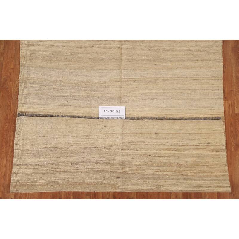 Kilim Earth Tone Modern Area Rug Hand-woven Wool Carpet - 5'1"x 6'10"