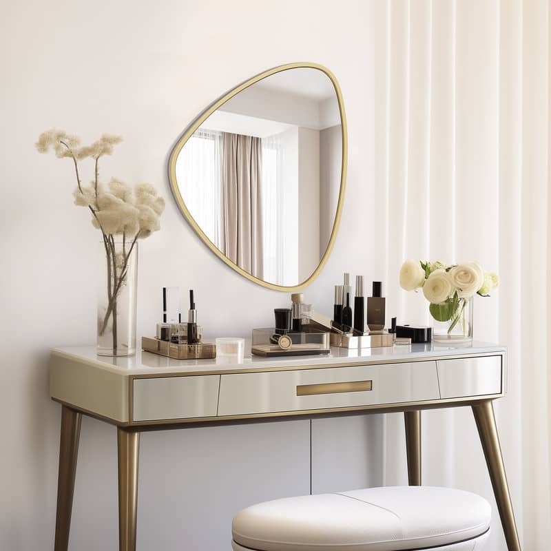 Aluminum-framed Pebble Asymmetrical Decorative Mirror