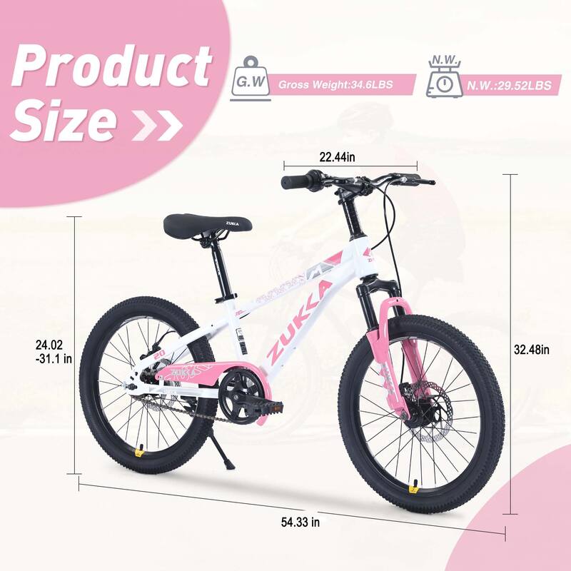 Mountain Cycling Bike 20 Inch Road Bicycle, Steel Single Speed Bikewith Dual Disc Brakes and Suspension Fork for Kids & Teens