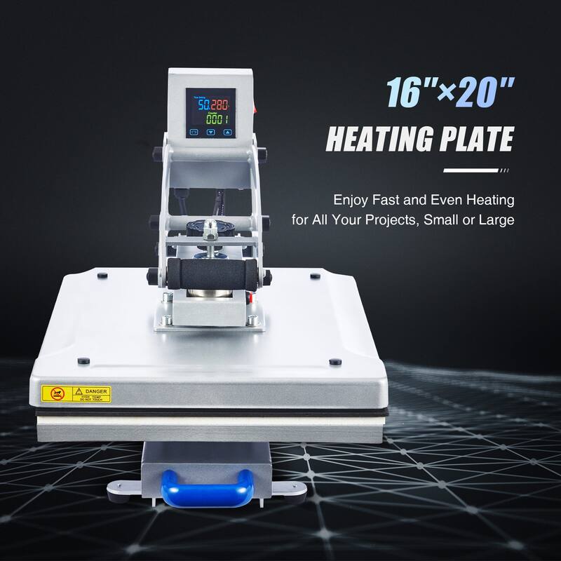 Creworks Semi Auto Clamshell Heat Press Machine with 16 x 20 Heat Pad Slide Out Base 1600-Watt - 30.71" x 21.65"