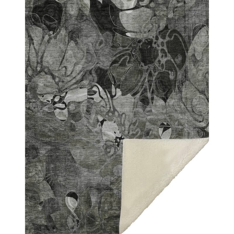 Premium Machine Washable Modern Floral Sherpa Throw Blanket