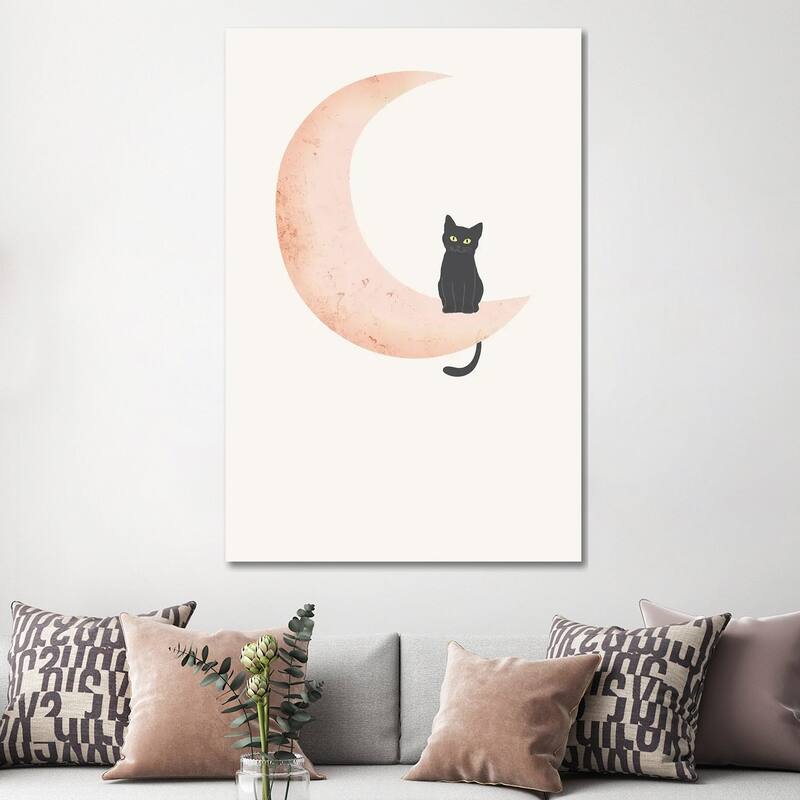 iCanvas "Cat On The Moon" by Nikki Canvas Print