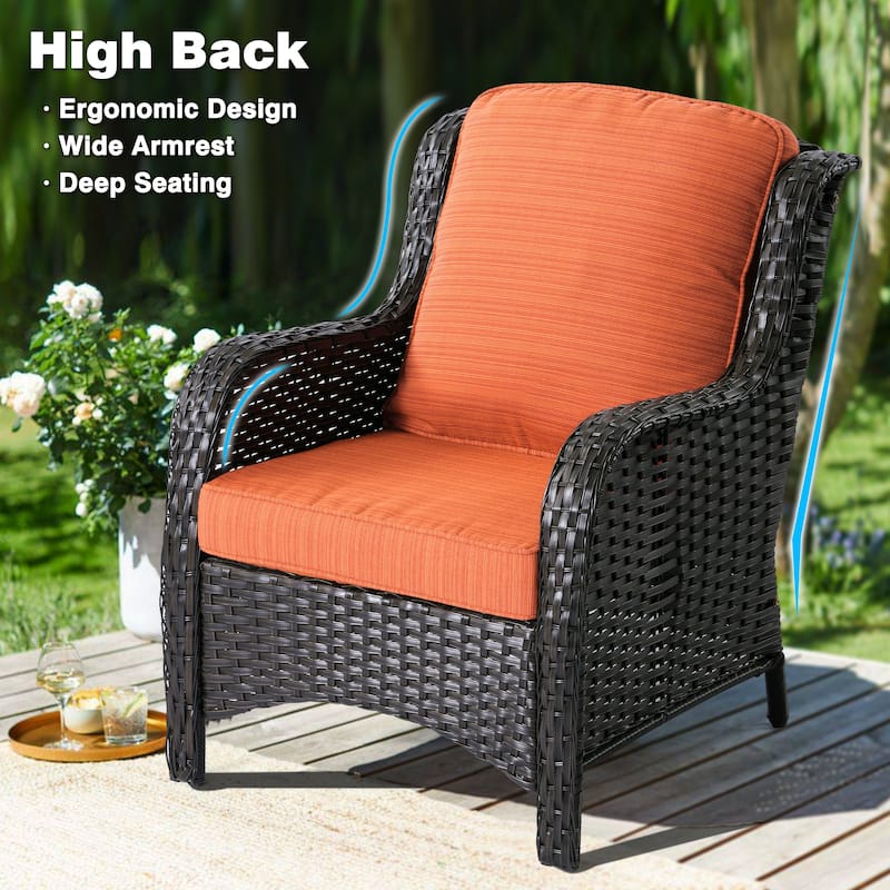 OVIOS 3-piece Patio Wicker Sofa with Ottomans