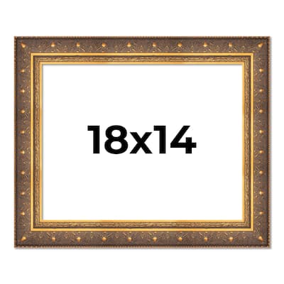 18x14 Frame Vintage Gold Solid Wood Picture Frame | 2.5 Inch Moulding