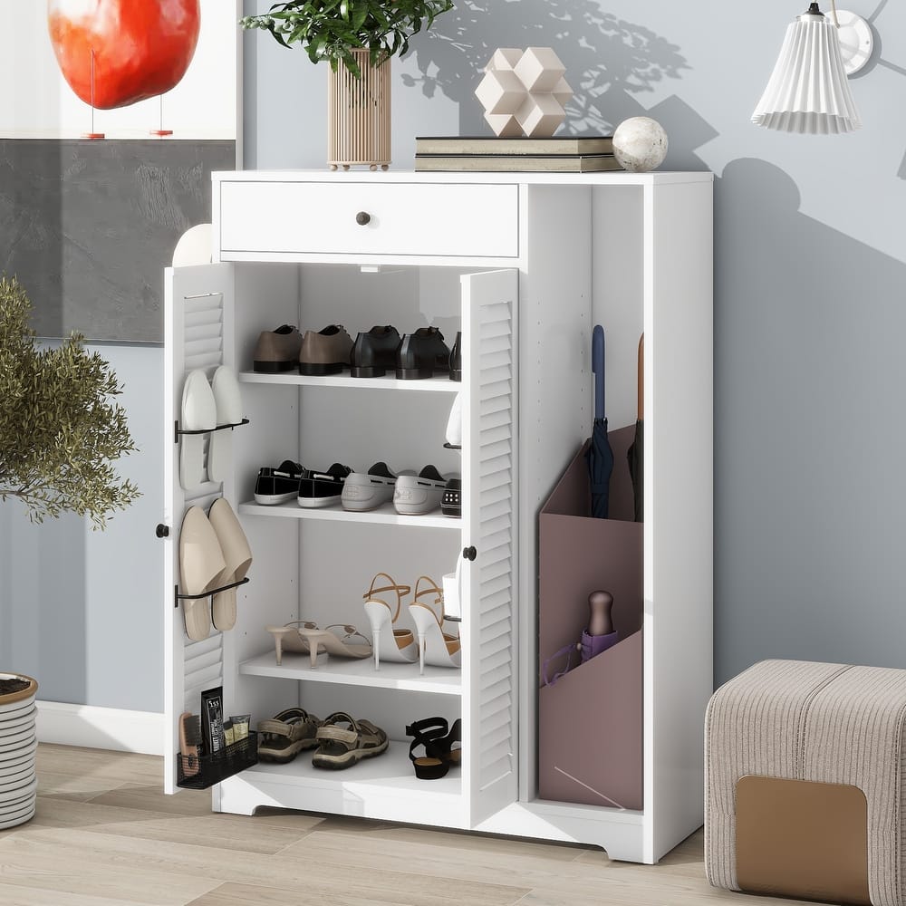 Shoe Storage with Adjustable Storage Shelf &Top Drawer