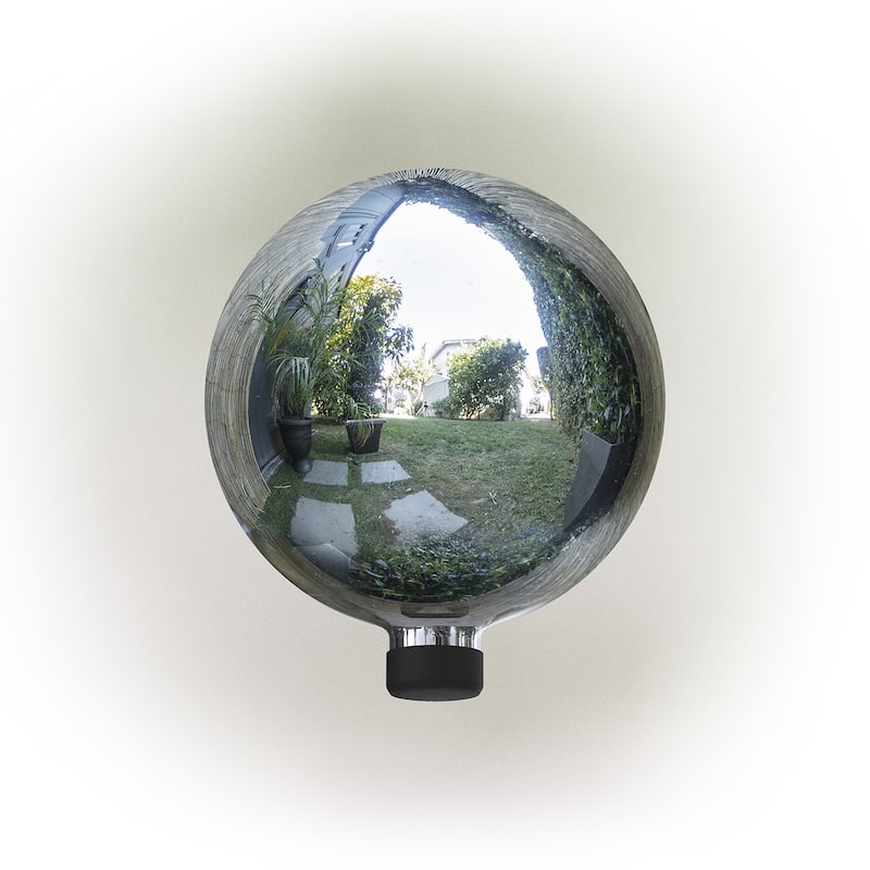 Alpine Corporation 10" Diameter Indoor/Outdoor Glass Gazing Globe Yard Decoration, Silver