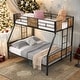 preview thumbnail 1 of 6, Twin Over FULL Metal Bunk Bed with Trundle 2 - Side Ladder and Full-Length Guardrail Black+Brown