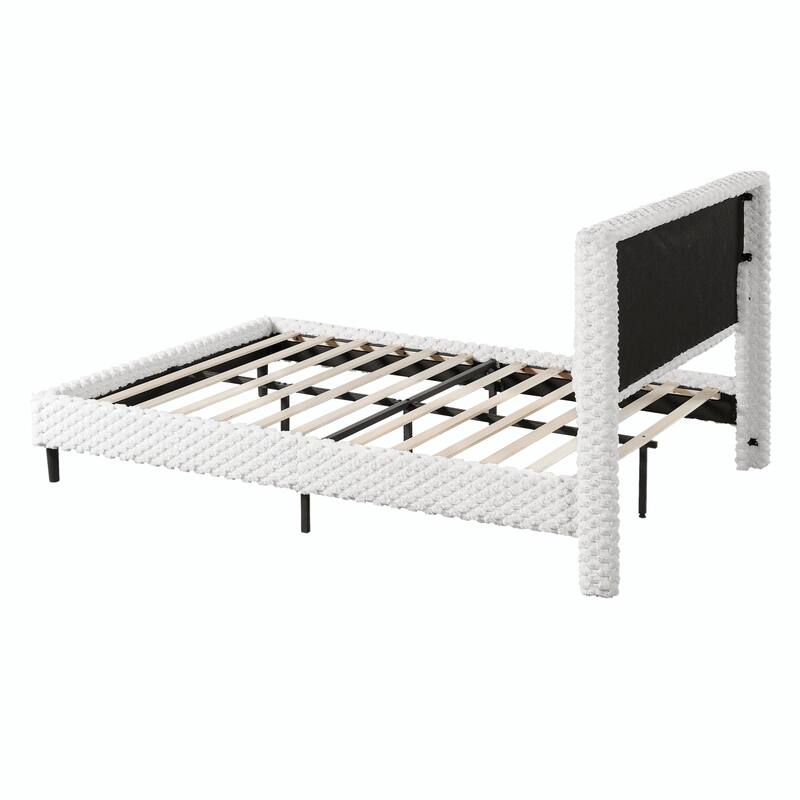 Simple Modern White Plush Soft Bed - Comfortable Backrest for Bedroom