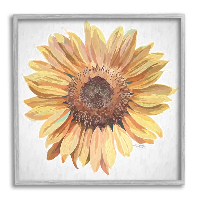 Stupell Vivid Yellow Sunflower Petals Aerial View Flower Framed Wall Art, Design by Michele Norman - 24 x 24 - Grey