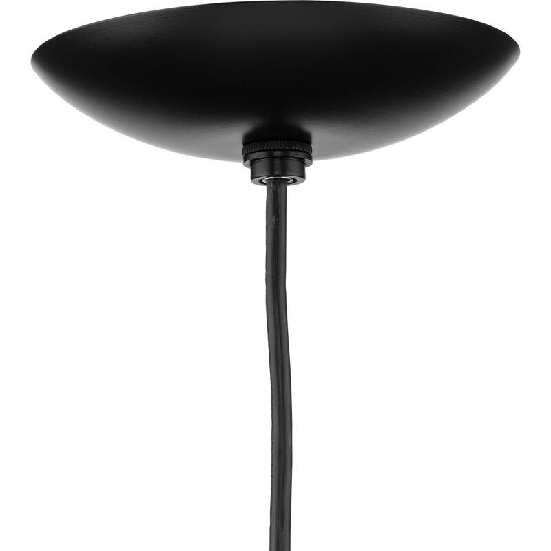 Atwell Collection Matte Black and Opal Glass Globe Medium Hanging Pendant Light - 10 in x 10 in x 10.5 in