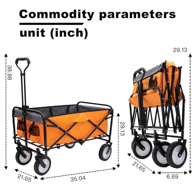 Collapsible Foldable Wagon Cart with Strapping System & 360 lb Capacity