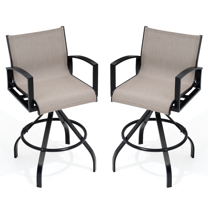 Pellebant 2/4-Piece Patio Swivel Aluminum Bar Stools Sunbrella Textilene - AUGUSTINE ASHE - Set of 2