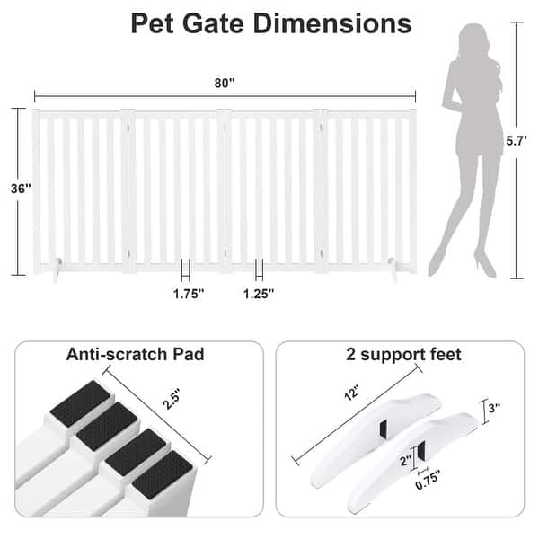 dimension image slide 6 of 20, Wooden Freestanding Panels Pet Gate
