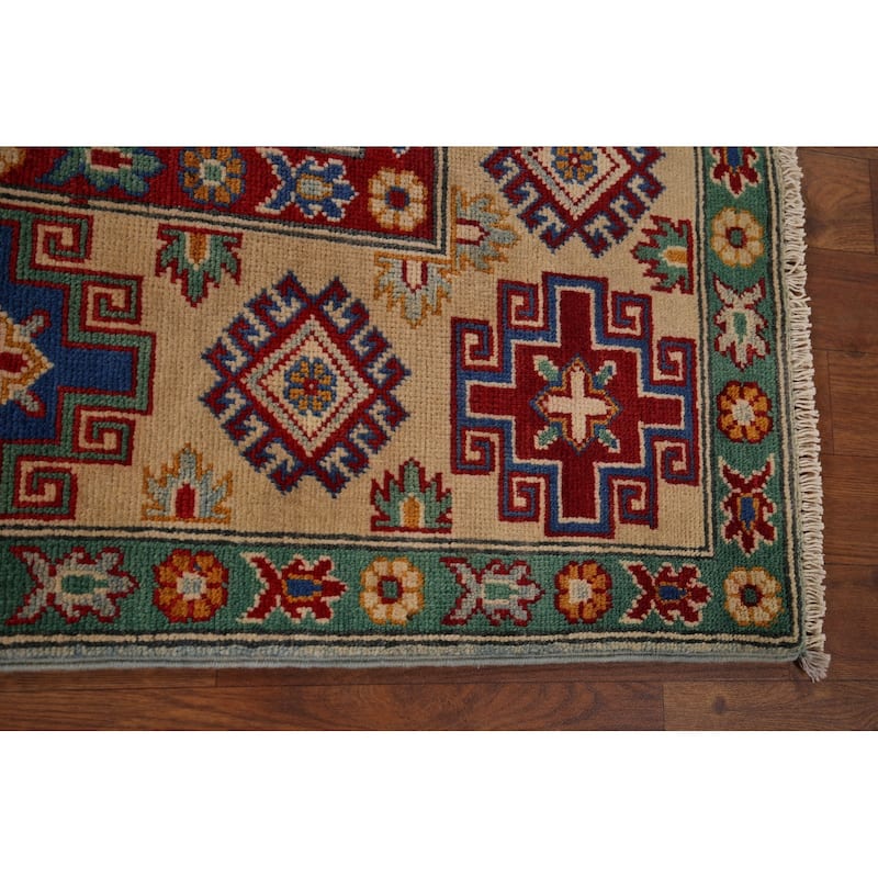Geometric Kazak Rug Hand-Knotted Wool Carpet - 5'8" x 9'5"
