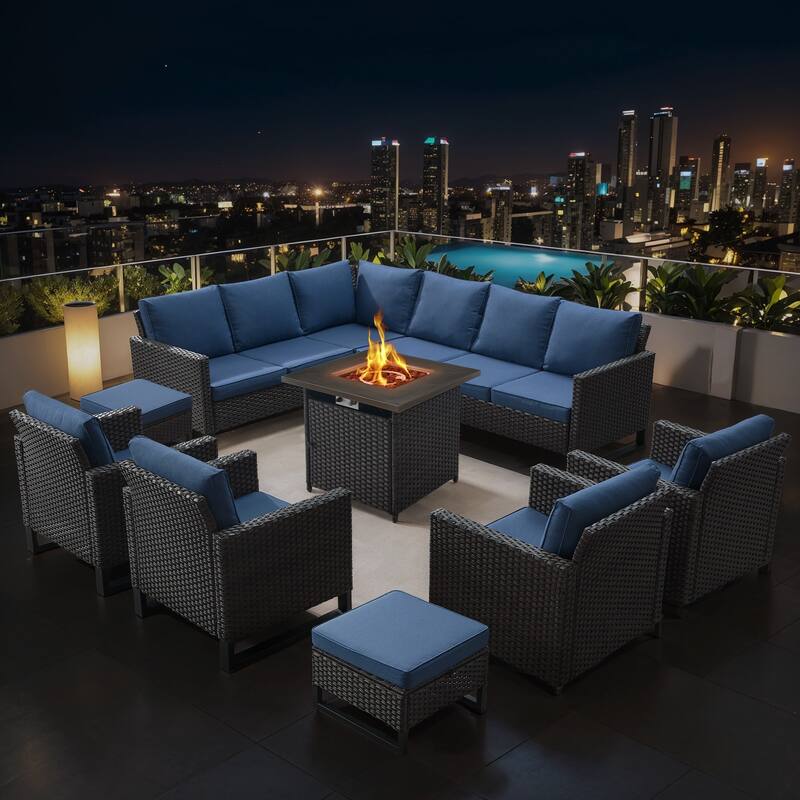 Gymojoy Outdoor Patio Sofa with Swivel Chairs Set