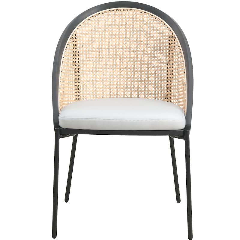 Urbane Modern Stylish Dining Chair with Leather Seat and Wicker Back for Dining Room & Kitchen