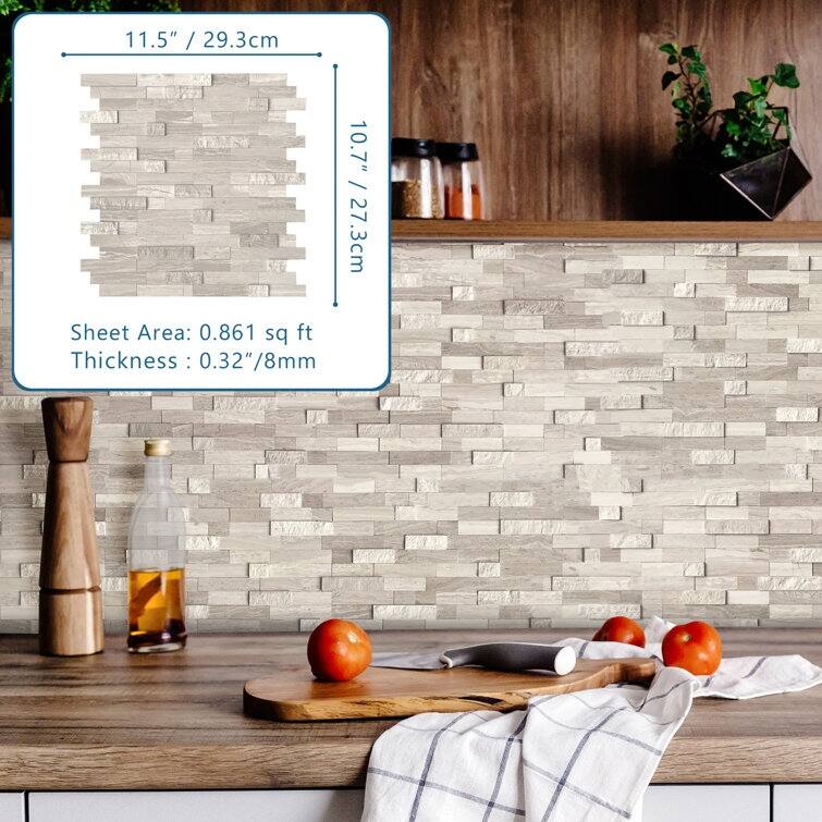 3D 11.5" x 10.7" Natural Stone Peel & Stick Mosaic Tile
