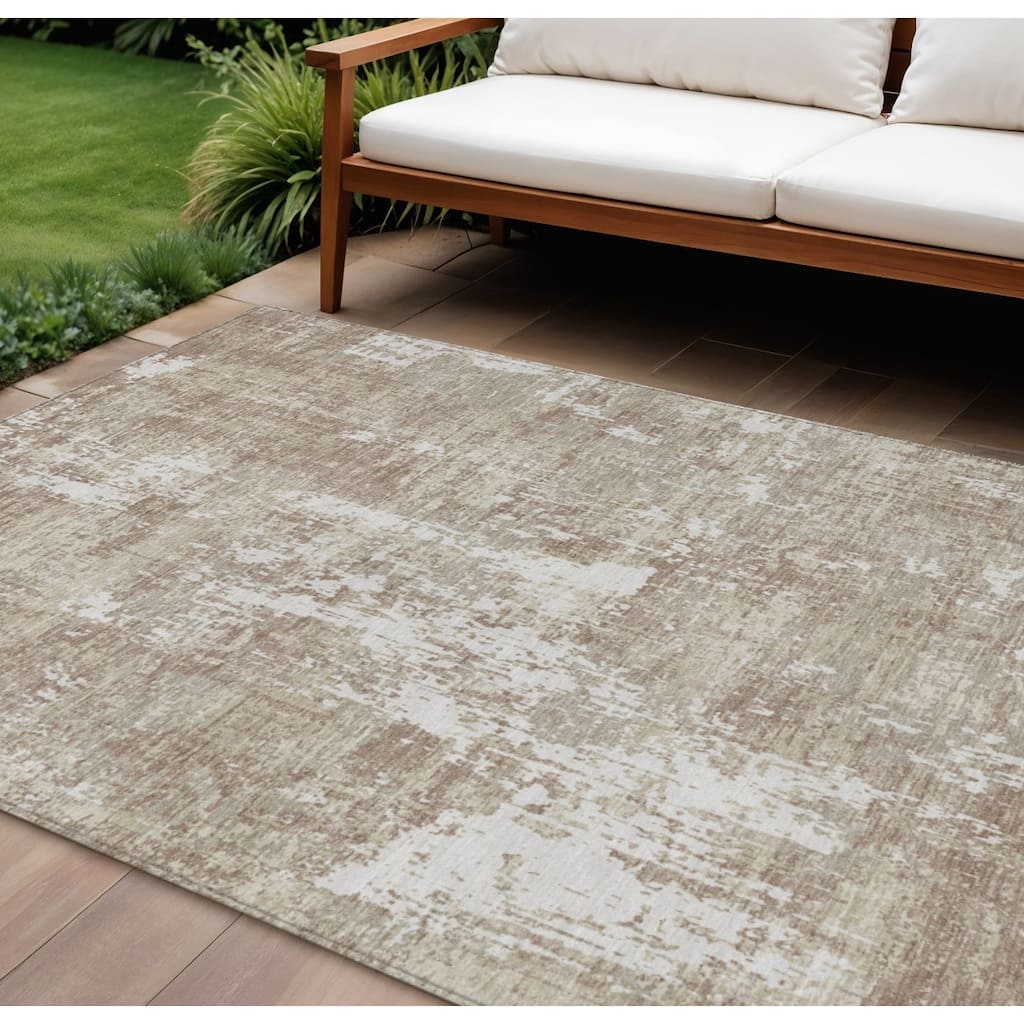 HomeRoots Abstract Transitional Rectangle Outdoor Rug