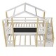 preview thumbnail 9 of 14, Twin over Twin House Bunk Bed with White Storage Staircase and Blackboards