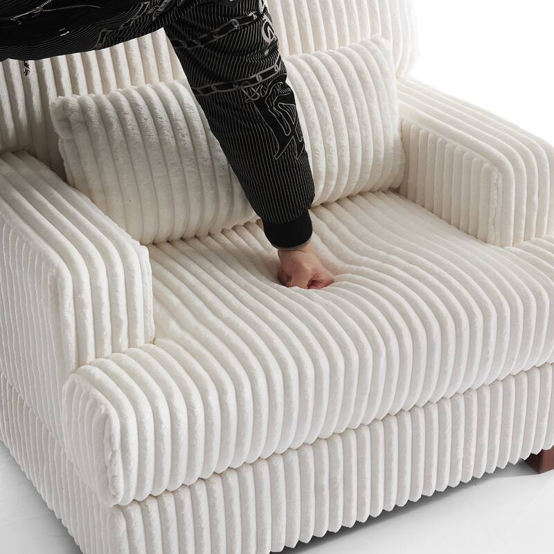 36" Wide Oversized Upholstered Chaise Lounge Accent Chair with Ottoman