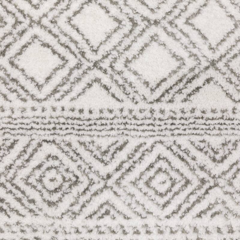 Style Haven Marciana Two-Tone Diamond Panel White/ Grey Power Loom Rug-