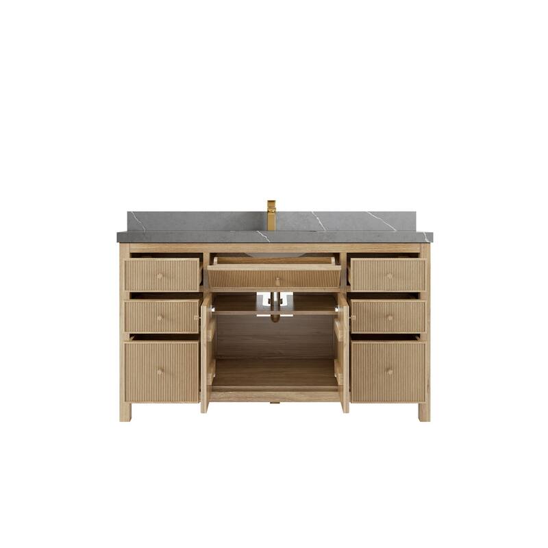 Willow Collections 60 in. W x 22 in. D Sonoma Teak Wood Single Sink Bathroom Vanity with Countertop