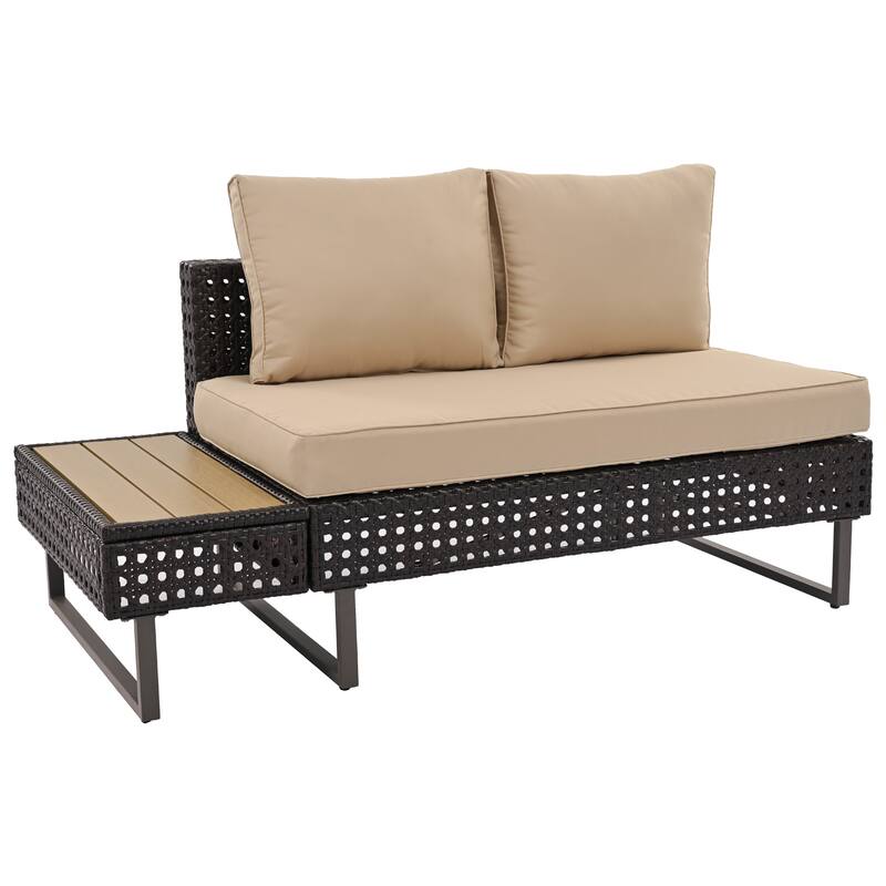 6-Piece Outdoor Sectional Sofa Set with Adjustable Recliner, Ice Bucket Coffee Table & Side Tables