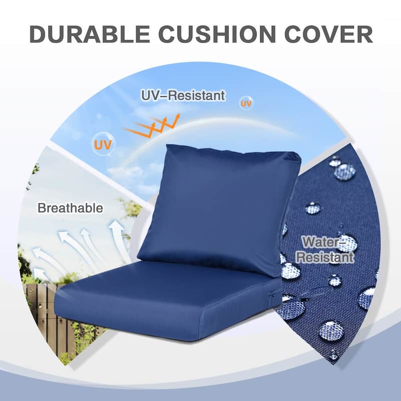 Aoodor Outdoor Chair Cushions Set, Water Resistant Deep Seat Cushions