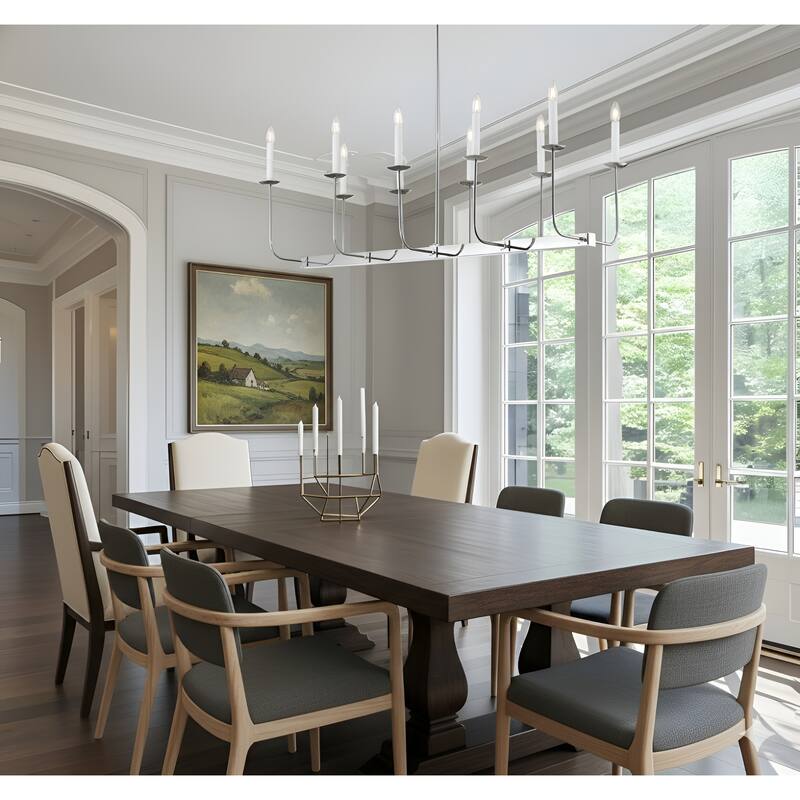 47" Large 10-Light Linear Branching Chandelier