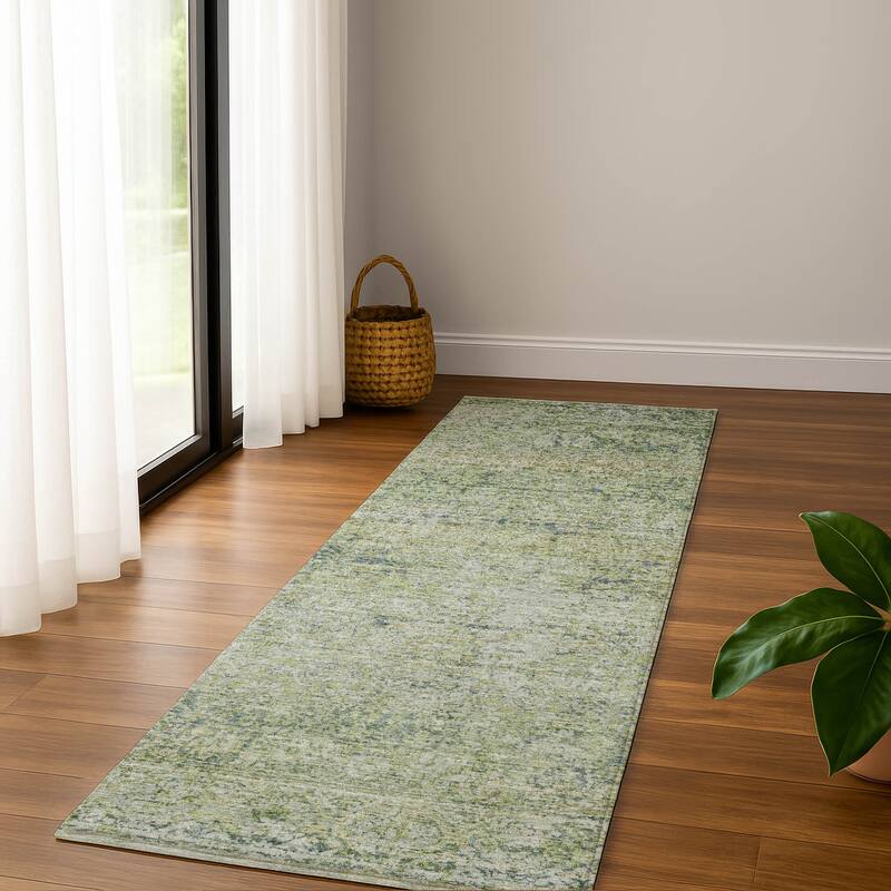 Premium Washable Super Soft Vintage Traditional Mayfield Rug - Aloe - 2'3" x 7'6"