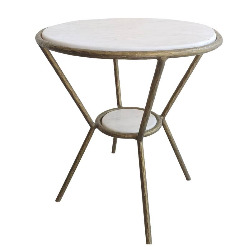 Uttermost 22879 23" Wide Iron and Marble End Table - Antique Gold / Polished White