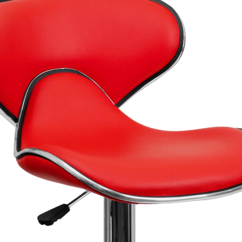Contemporary Cozy Mid-back Vinyl Height-adjustable Chrome Barstool - 16"W x 17.5"D x 34.5" - 43"H