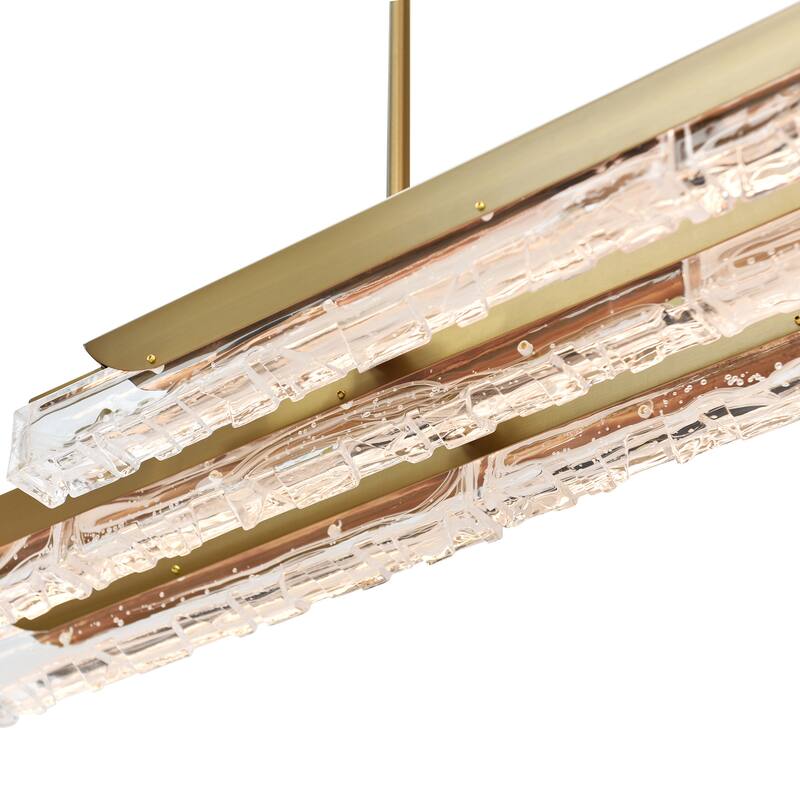 Valira Integrated LED 60in Brass Chandelier with Handcrafted Glass