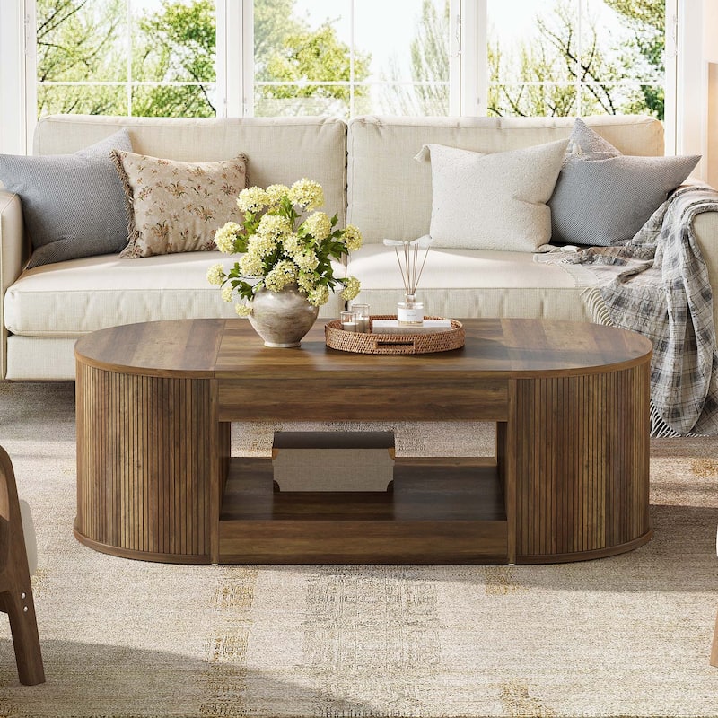 Coffee Table with Storage, Large Center Tea Cocktail Accent Table, Living Room Office Reception Sofa Table