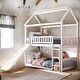 preview thumbnail 1 of 20, Modren Twin Over Twin Bunk Bed House Bed With Slide,Solid Construction for Bedroom White