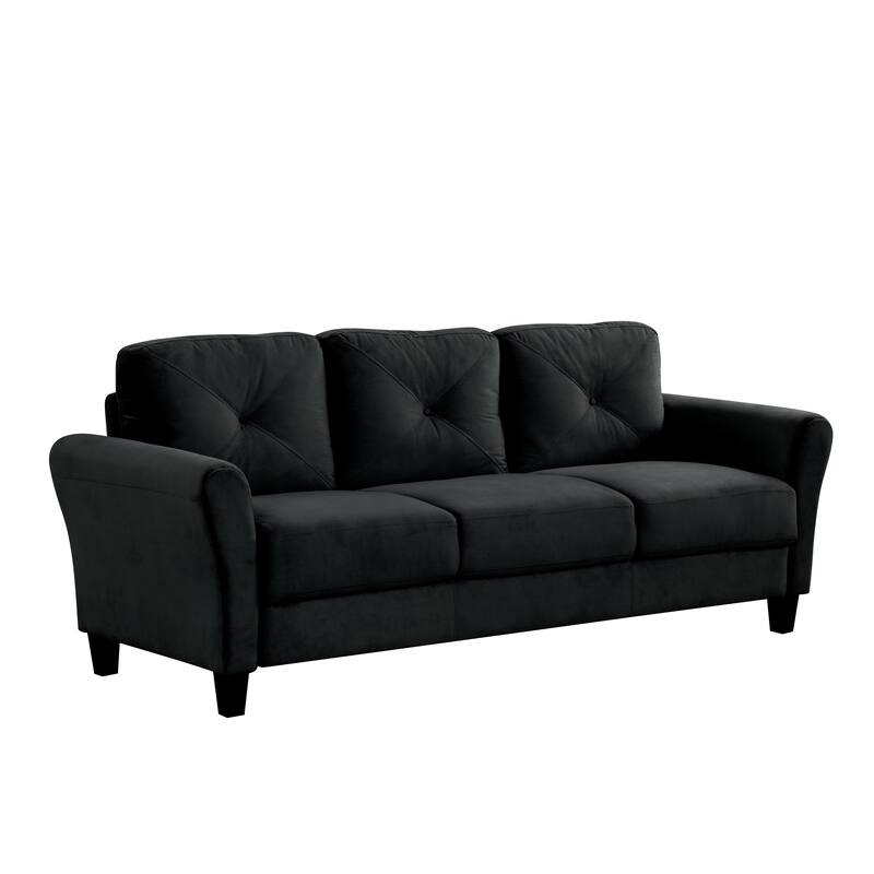 Black Velvet Sectional Couch for Small Spaces