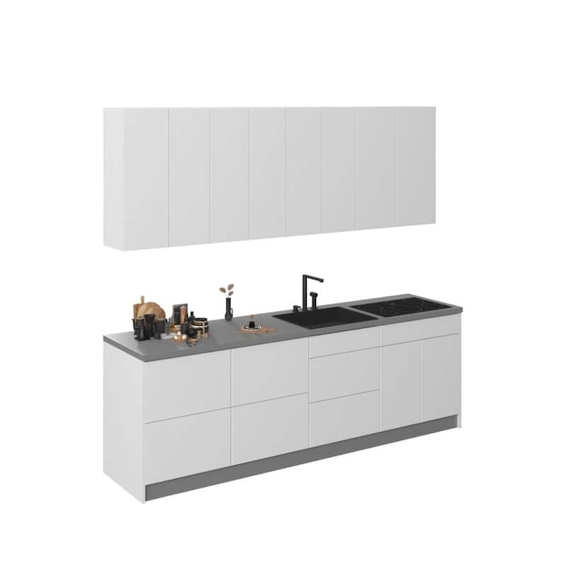 Kitchen Fusion Collection White Gloss Color Base Size 8.5Ft Wide - 103x24 - White