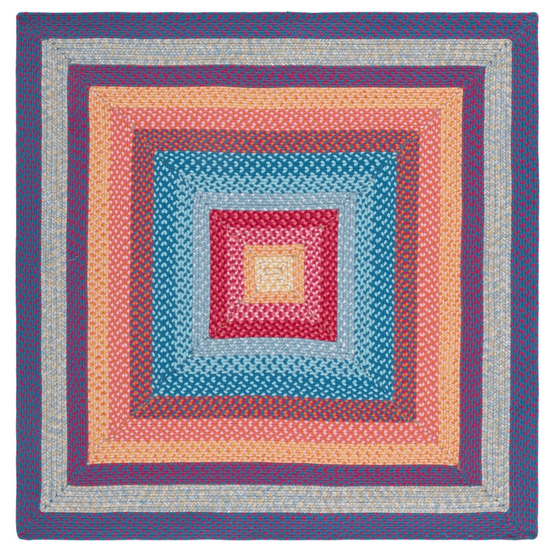 SAFAVIEH Handmade Braided Jo Machine Washable Country Casual Rug - 5' Square - Red/Orange - Square