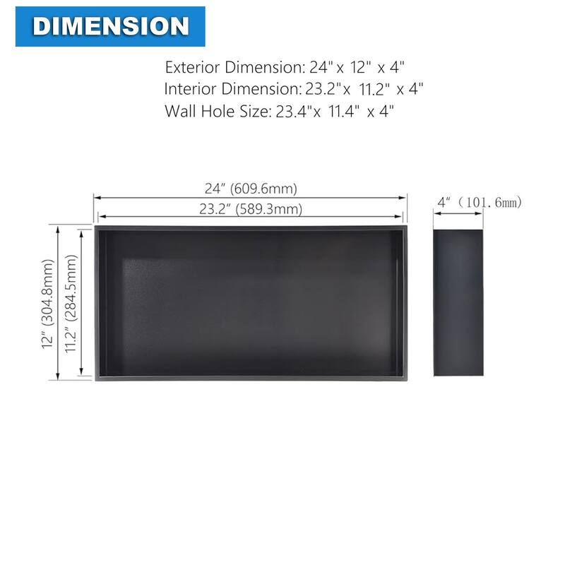 WIZ 24-inch W x 12-inch H x 4-inch D Stainless Steel Shower Niche