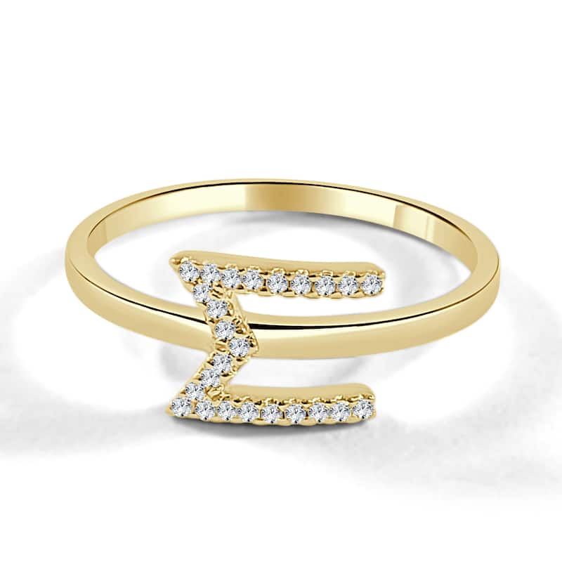 Joelle Collection Diamond Initial Ring for Her 14k Yellow Gold 1/10 ct TDW Women's Ring