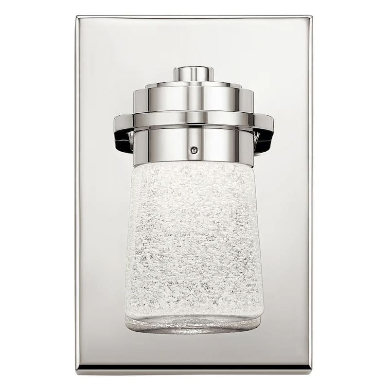 Vada 5"W 1-Light LED Vanity Bath Light Sconce Polished Nickel, Bubble Glass Shade by Kichler
