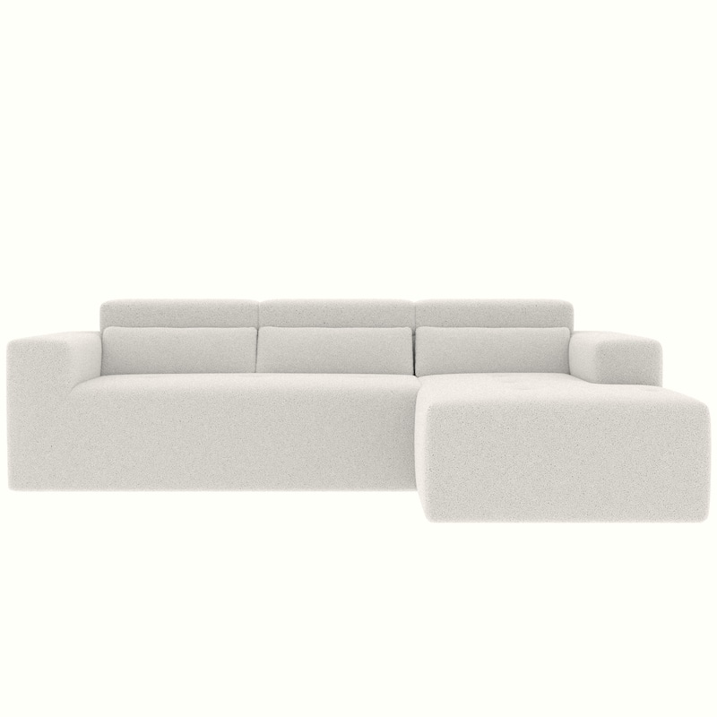 109" Teddy Fabric L-Shaped Sectional Sofa, No Assembly