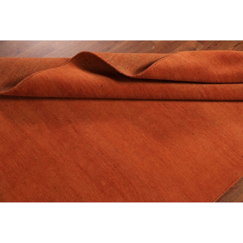 Solid Gabbeh Modern Rug Hand-Knotted Oriental Wool Carpet - 4'2" x 5'10"